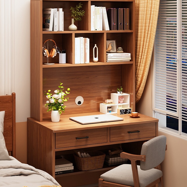 Solid Wood Desk Bookshelf Integrated Table Small Apartment Adult Computer Desk Home Office Desk Bedroom Student Writing Desk Solid Wood Desk Bookshelf Integrated Table Small Apartment Adult Computer Desk Home Office Desk Bedroom Student Writing Desk