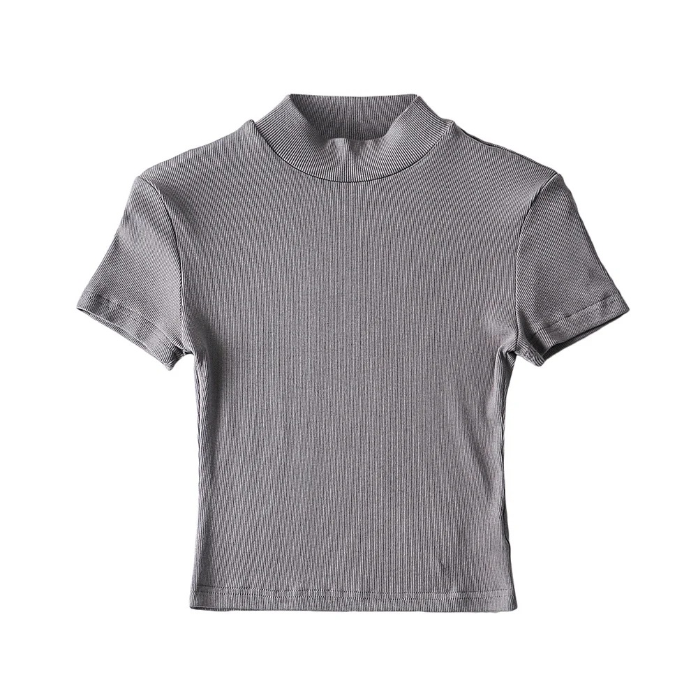 High round neck tight-fitting threaded fitness top NSHS25230