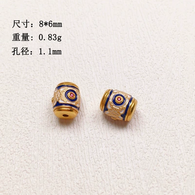 S925 silver gold-plated burning blue drop oil Sky beads barrel beads accessories bracelet bracelet diy semi-finished product spacer beads new special offer (Zərgərlik ara hissələri) - style-1