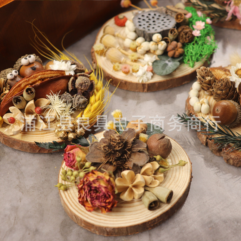 植物松果磁力冰箱贴干花果实种子装饰DIY材料包幼儿园创意手工|undefined
