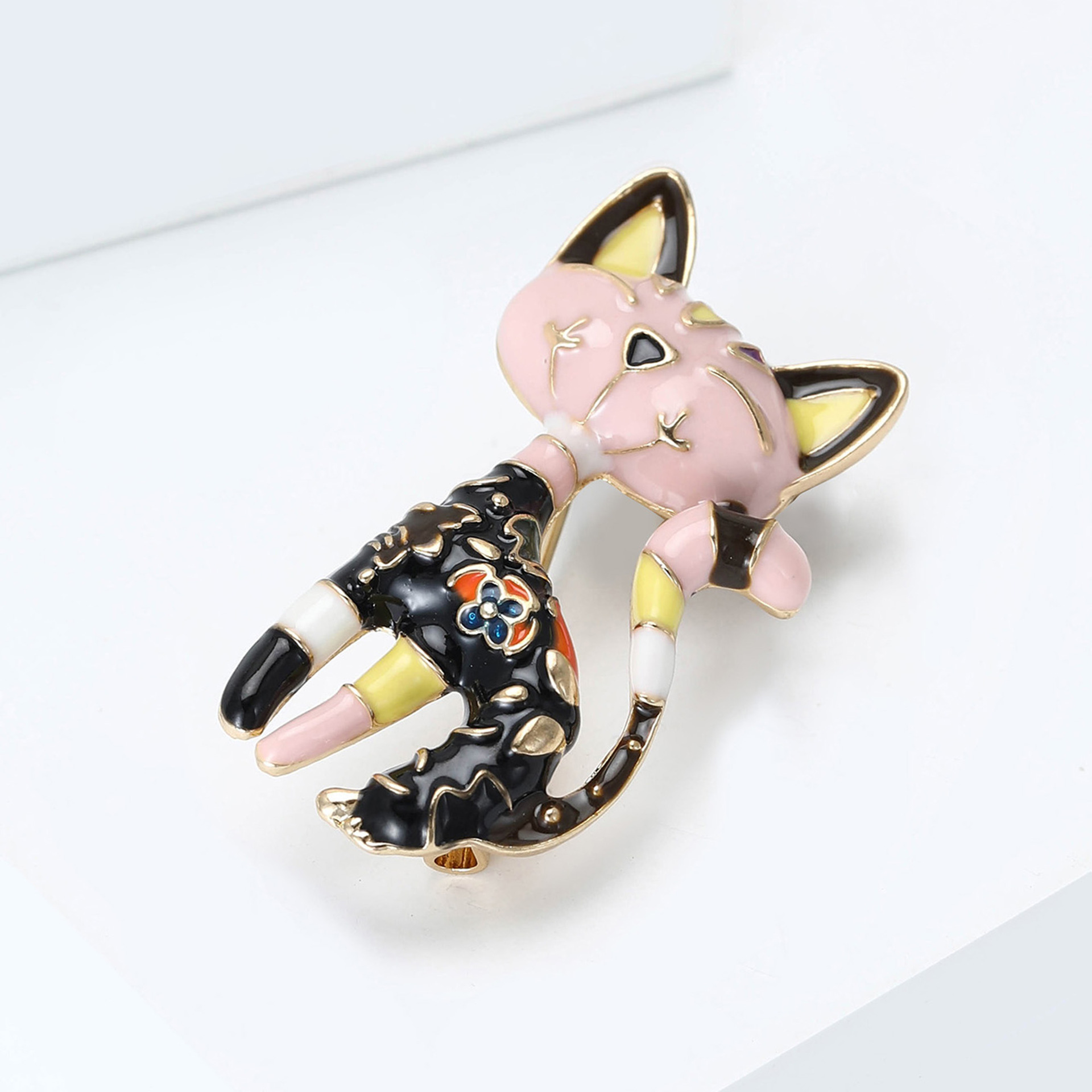 European and American style alloy oil drop color cute cat brooch pin cartoon personality kitten corsage spot supply