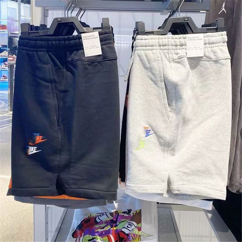 Lightweight Sports Casual Shorts Summer Knee-Length Solid Color Trendy Simple Straight Cargo Embroidered Shorts