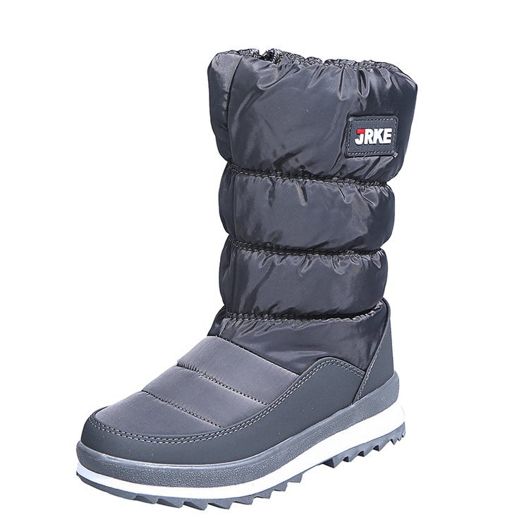 Botas de nieve de fondo grueso de punta redonda de comercio exterior para mujeres más el tamaño de forro polar engrosado cremallera lateral media pantorrilla botas de algodón deseo camuflaje zapatos cálidos