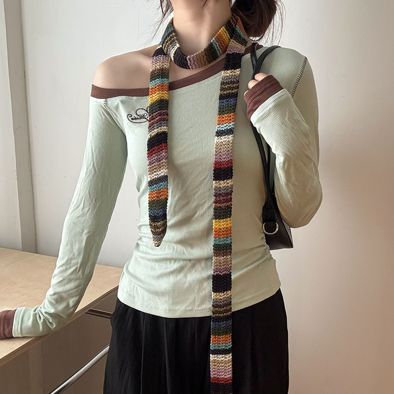 画家小细条街头系列细窄围巾装饰服装搭配秋季个性小众小细条女|undefined