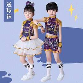 十一儿童爵士演出服女童现代舞幼儿园爵士舞舞蹈纱裙蓬蓬亮片表演