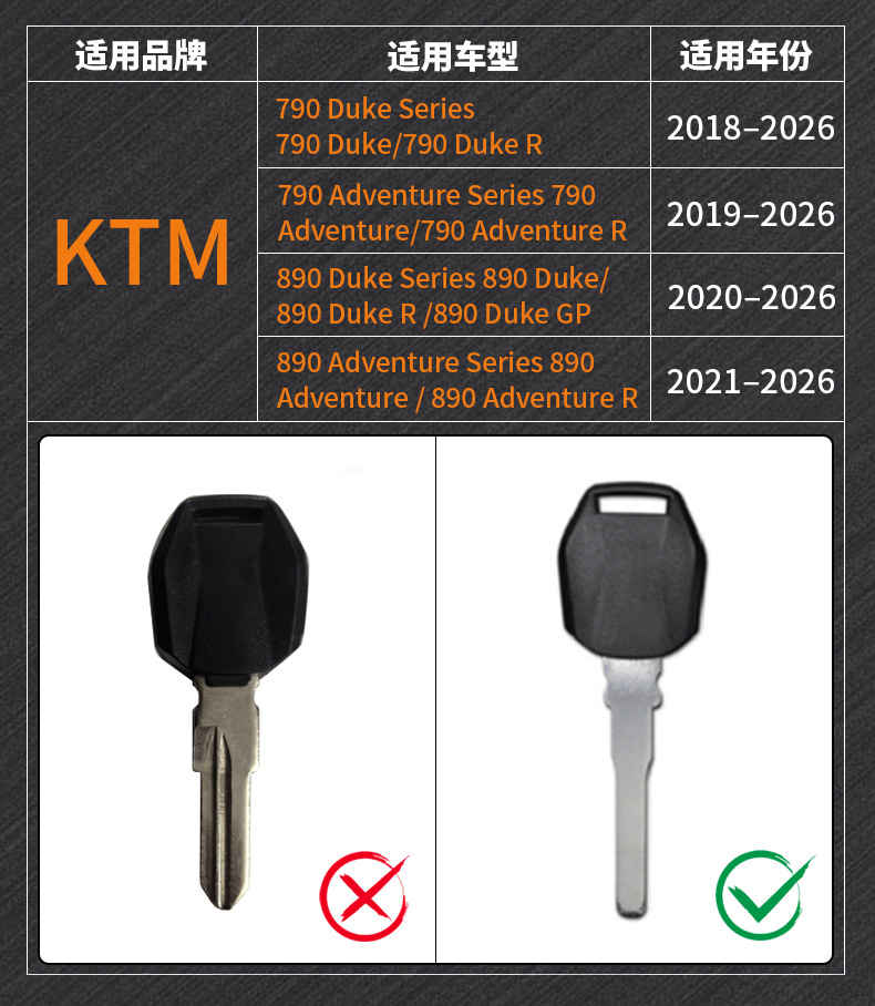 Motorcycle Metal Key Fob Suitable for Ktm 790 Duke/790 Duke R 890 Duke Series