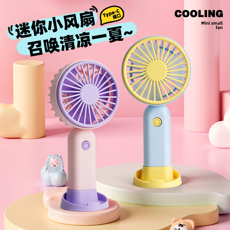 Handheld Mini Fan USB Rechargeable Portable Student Office Desk Fan with Stand Summer Cooling Essential