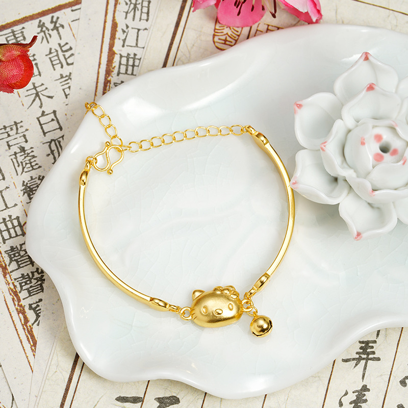 Brazalete de oro de arena vietnamita retro brillante TK gatos brazalete ligero lujoso versátil no se desvanece joyas al por mayor