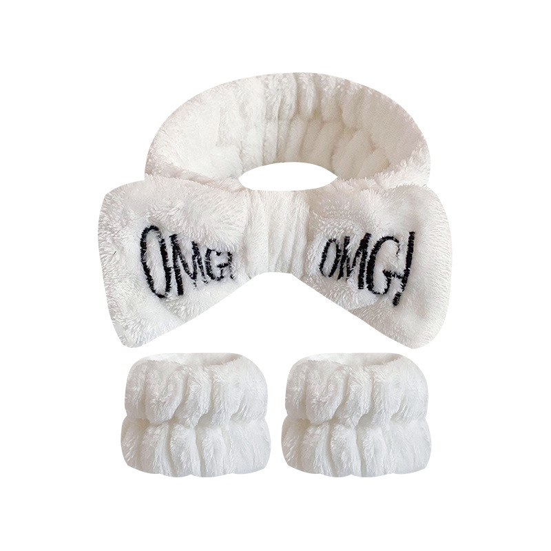 Amazon transfronteriza OMG arco banda de pelo correa de muñeca traje de las mujeres lavado de cara franela diadema pulsera absorbente