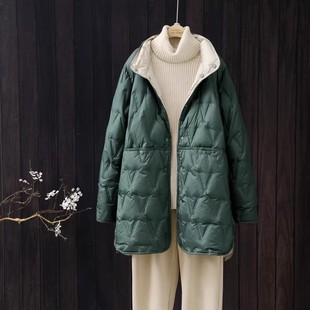 Winter double-sided wear light down jacket women double-sided wear 200kg mother long plus fat plus size chubby girl thin