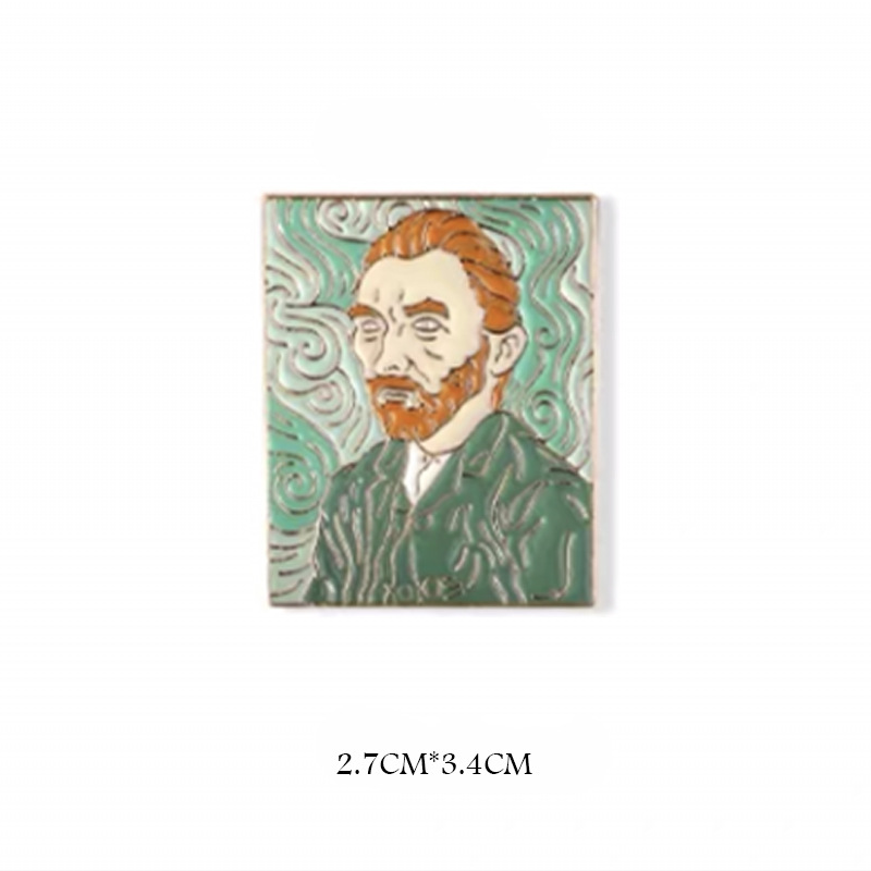 Van Gogh Starry Night Abstract Brooch Alloy Oil Painting Badge_voghion.com
