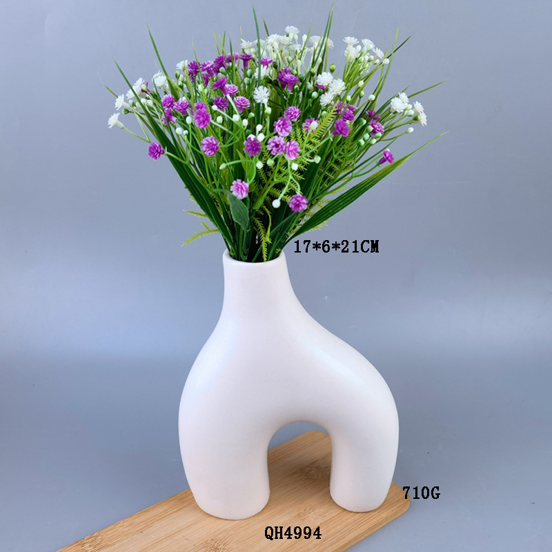 Jarrón artístico de forma especial, cerámica, arreglo floral para sala de estar, recibidor, sala modelo, decoración suave, adornos, regalos creativos, porcelana blanca