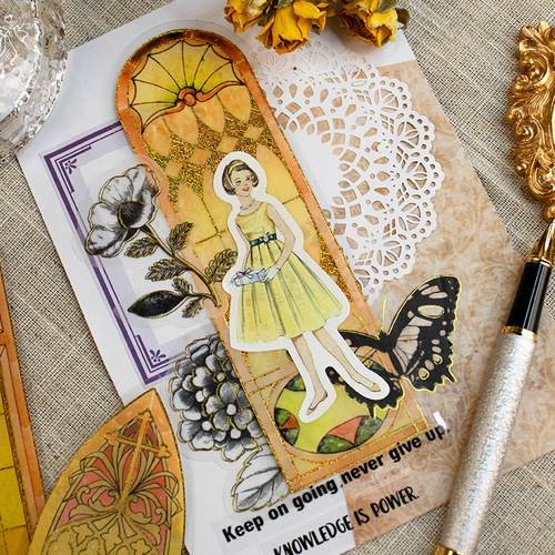 Cross-border retro love Roman city series PET bronzing wallet stickers collage card wallet decorative flower window bookmark