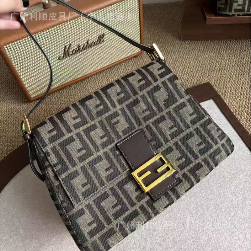 直供外贸跨境货源老花帆布腋下包FF中古法棍包经典百搭女单肩斜挎|undefined