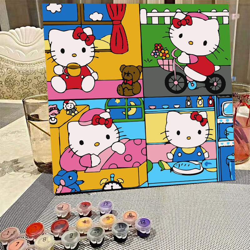 デジタル油絵diyの塗り絵の子供は漫画のアニメを埋めて色を塗ります。|undefined