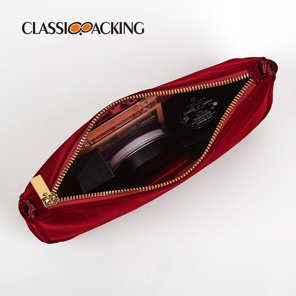 Venta al por mayor de fábrica de franela bolsa de cosméticos cena bolsa de almacenamiento de maquillaje de mano bolsa de almacenamiento de cremallera de gran capacidad LOGO se puede agregar