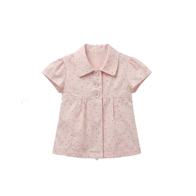 College-Style Pink Polka-Dot Short-Sleeved Shirt for Women, Summer Wear, Korean-Style Shirt, Slim Fit, Sweet Lapel Top College-Style Pink Polka-Dot Short-Sleeved Shirt for Women, Summer Wear, Korean-Style Shirt, Slim Fit, Sweet Lapel Top