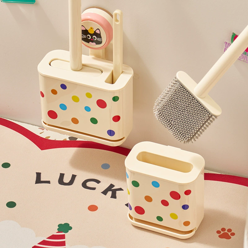 Набор щеток для унитаза на присосках с подставкой, милый, бытовой, настенный, без сверления, специальная щетка для чистки унитазов.