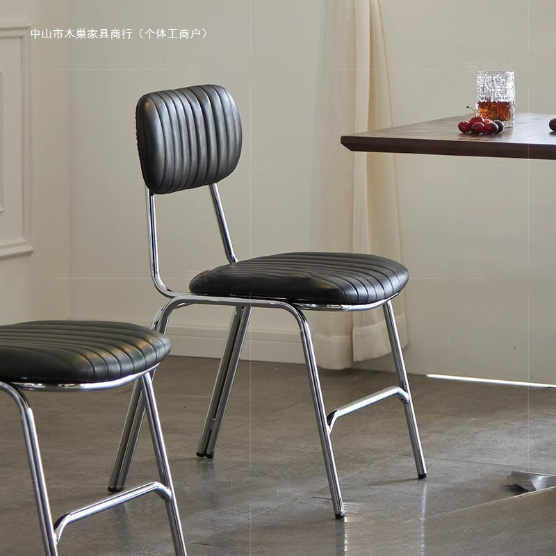 Retro Iron Dining Chair Modern Simple Industrial Style Leather Restaurant Chair Nordic Bar Cafe Back Chair