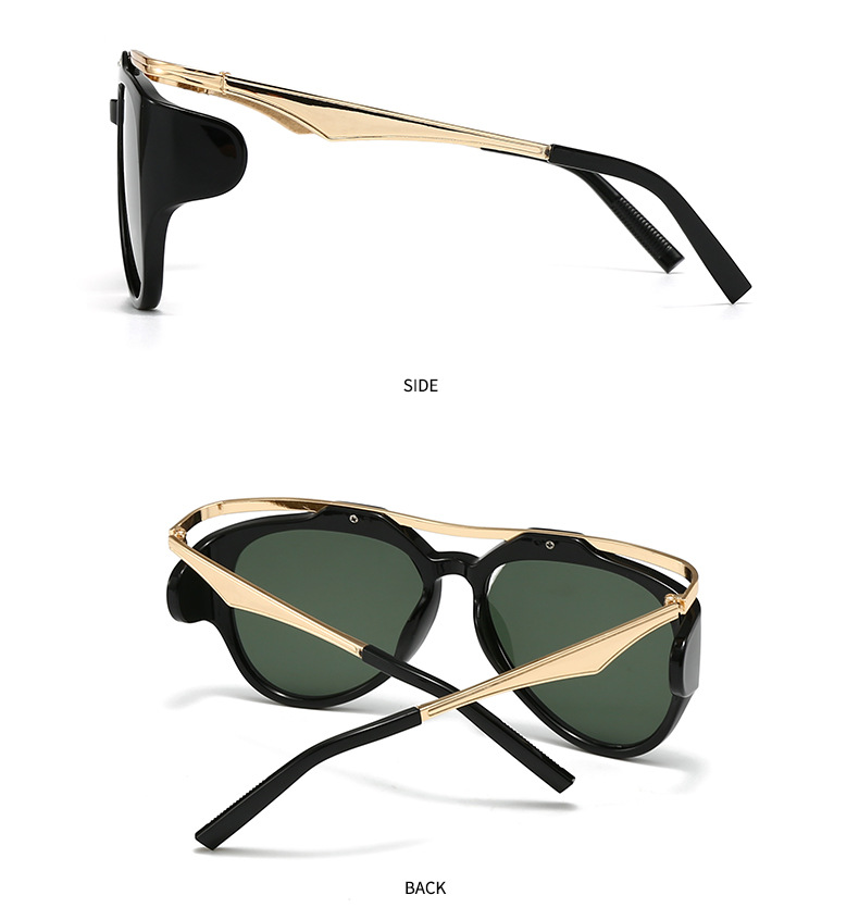 Commercio estero Esplosioni transfrontaliere Occhiali da sole Fotografia di strada europea e americana Ins Internet Modello rosso Occhiali da sole geometrici in metallo Donna LH16_voghion.com