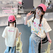 女童短袖T恤2024春夏季新款韩版卡通时尚休闲打底衫中大儿童上衣
