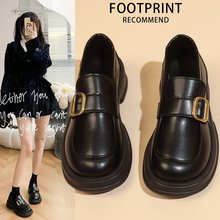 小皮鞋女2025新款复古英伦风粗跟乐福鞋学生百搭一脚蹬JK小皮鞋