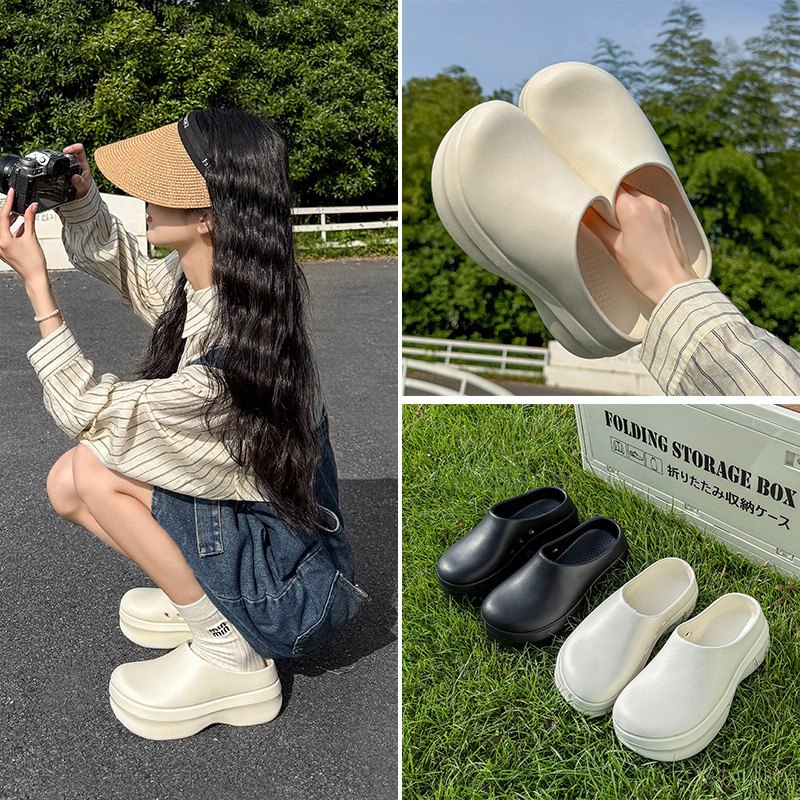 女性用シェフシューズ、防水、耐油、耐摩耗性、つま先が高くなるスリッパ、EVAキッチン滑り止めカップルサンダル|undefined