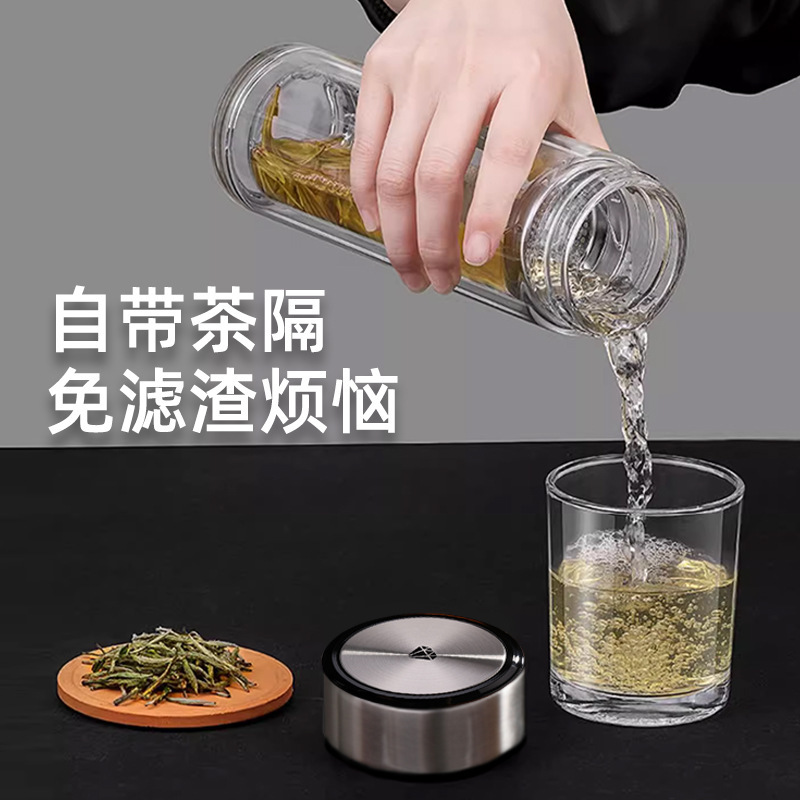 双层玻璃杯批发双层隔热耐高温高硼硅玻璃杯广告礼品杯子定制logo|undefined