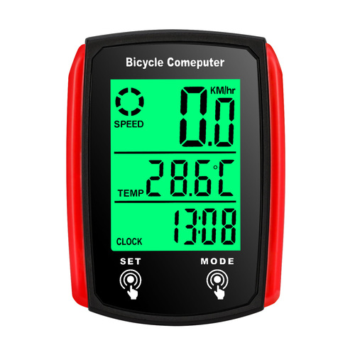 Mountain road self-propelled wired code meter large screen English waterproof luminous speedometer speedometer touch screen code meter