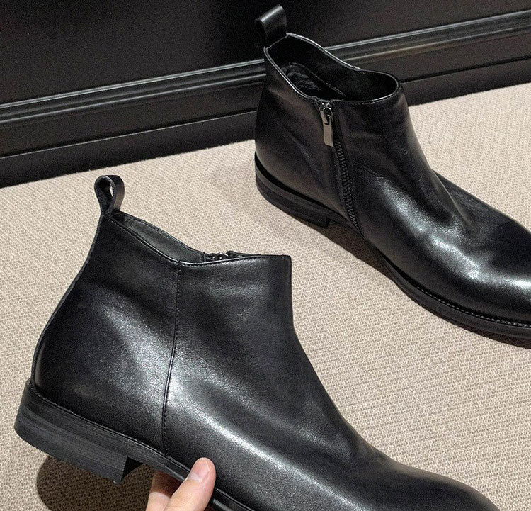 Scarpe in pelle casual da lavoro alte in pelle Stivali retrò neri Stivali alti alla moda tutto in uno da uomo britannici_voghion.com