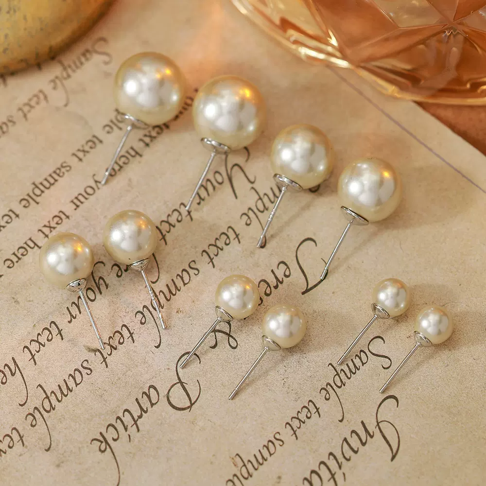 秋冬爆款摩卡慕斯雪花珍珠微镶耳环女高级感轻奢小众设计百搭耳饰