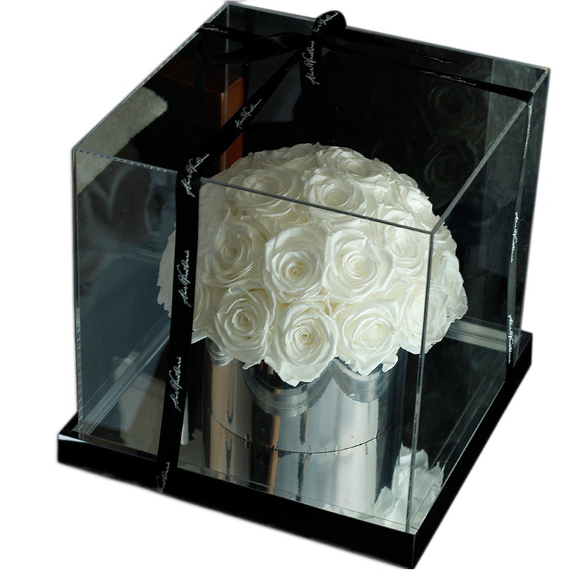 Regalo novia 28 rosas acrílico perla eterna flor seta cabeza abrazo cubo al por mayor regalo del Día de San Valentín