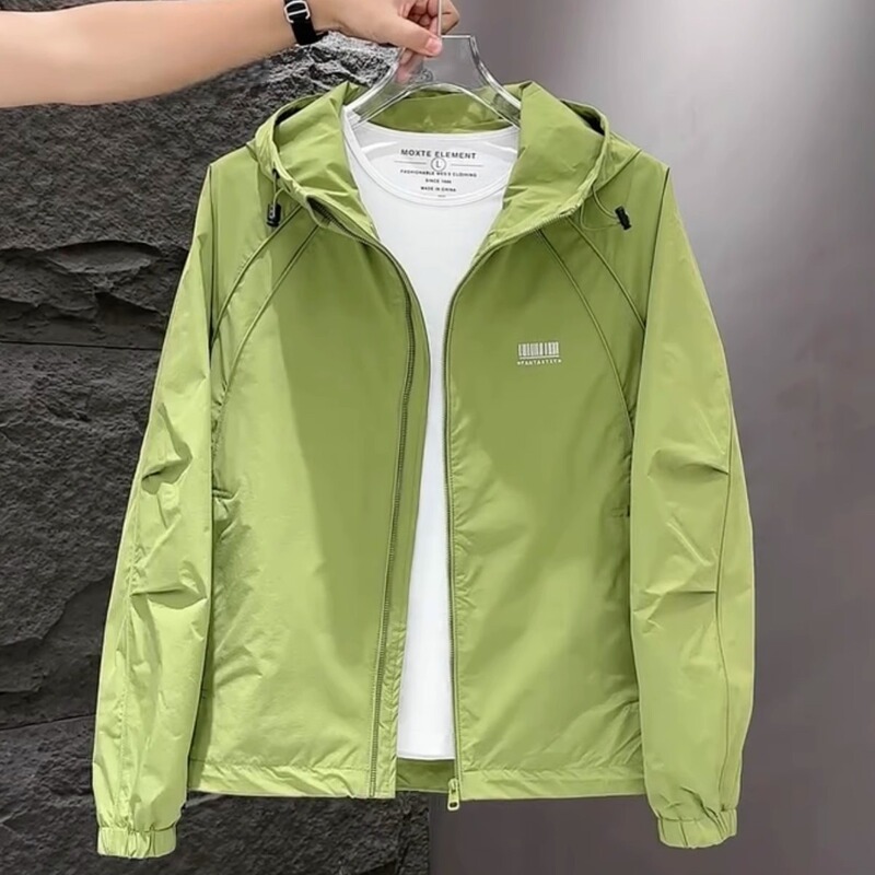 Spring and autumn new style hooded trendy casual stand-up collar jacket, light luxury versatile plus-size men's outerwear