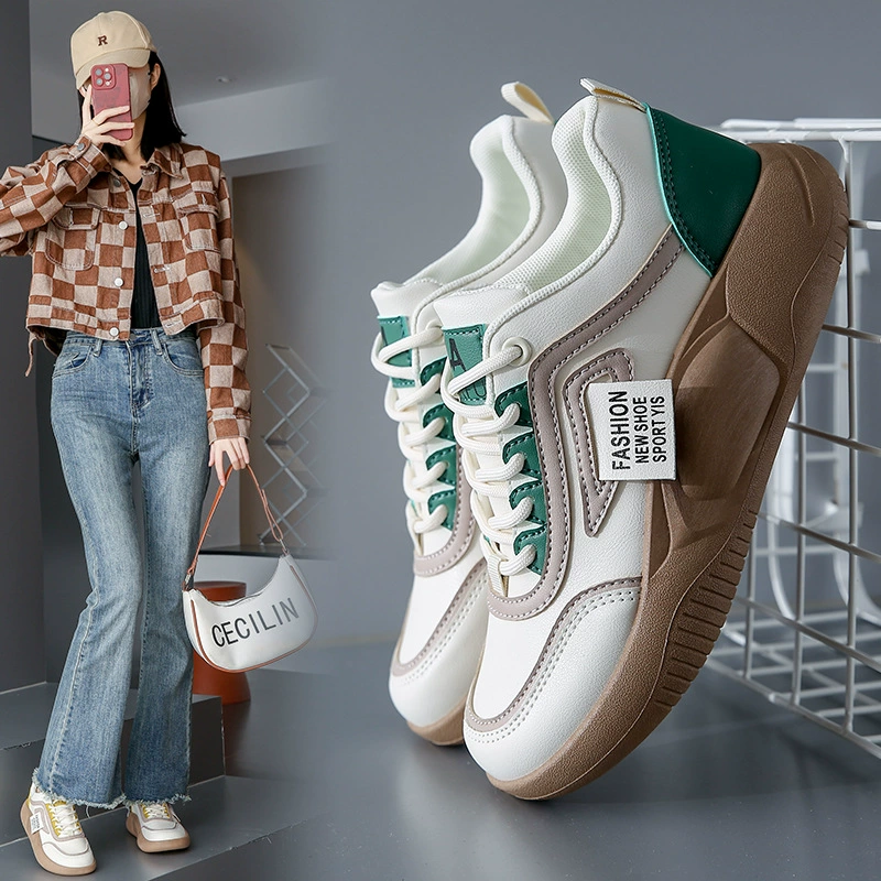 Новые женские белые кроссовки в корейском стиле весна 2025, повседневные кеды на толстой подошве в уличном стиле для интернет-знаменитостей ZY5816