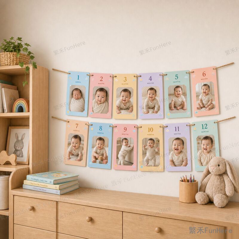 Direct from the manufacturer: Creative baby cartoon 6inch hanging paper photo frame garland, personalized combination with twine for baby photo wall