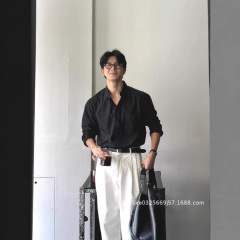 怠惰な綿麻シャツ男性高級感ゆるい長袖日焼け止め服のリラックス感亜麻通気性工装シャツの潮