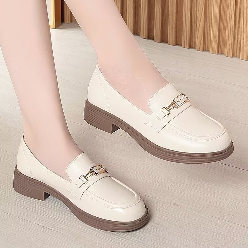 White comfortable shoes for women 2025 new soft leather soft sole…
