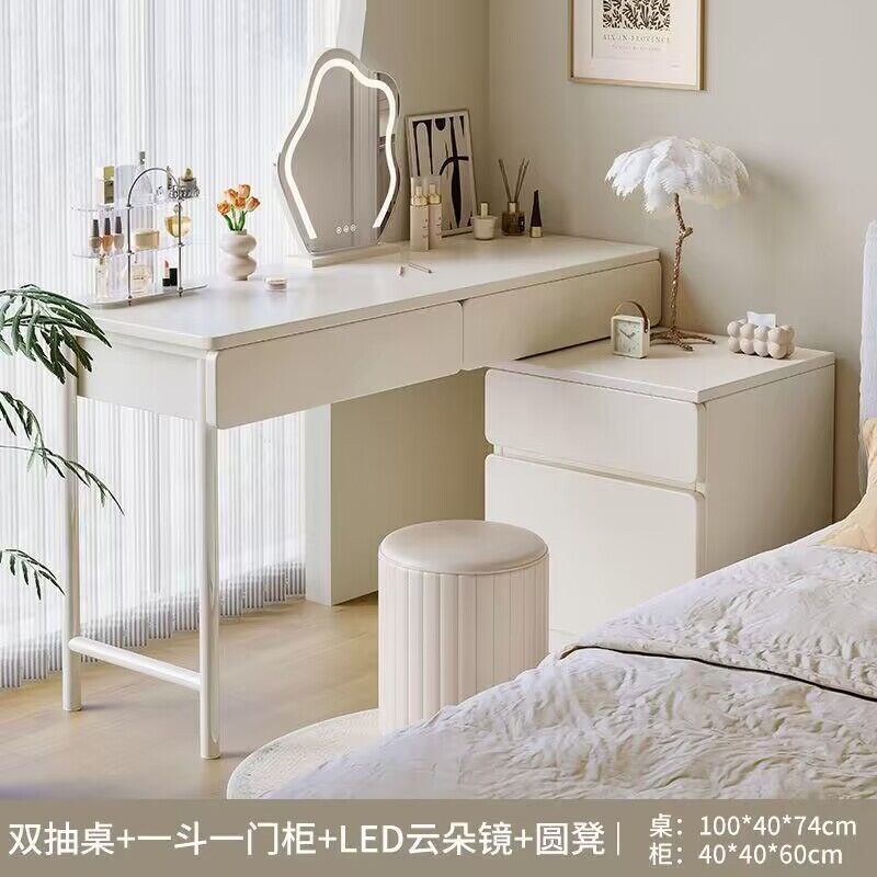 Tocador dormitorio simple moderna mesita de noche tocador gabinete de almacenamiento integrado crema estilo 2023 nueva mesa de maquillaje