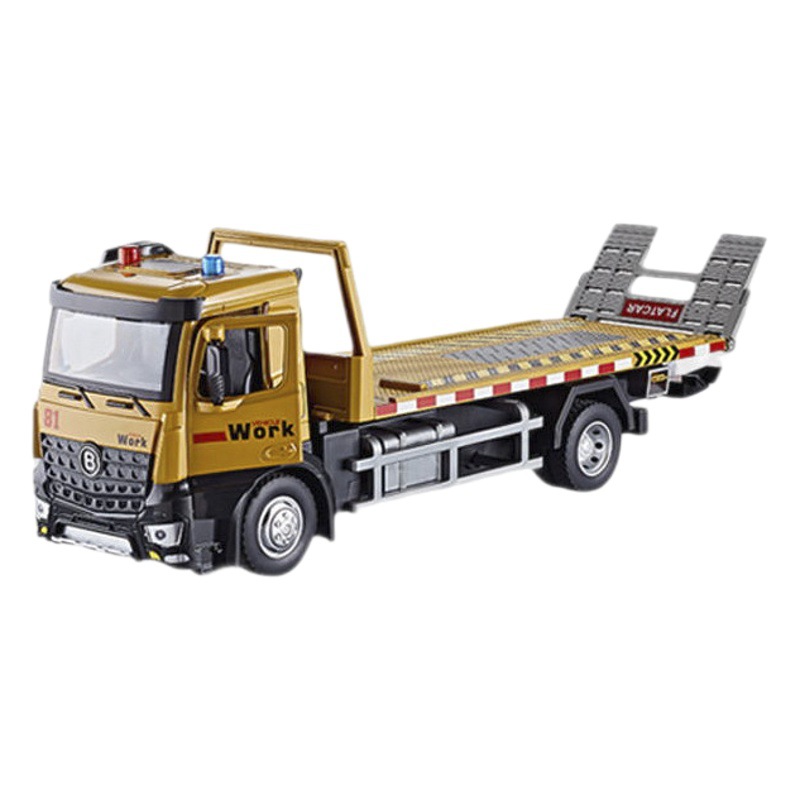 Jiadu 8318 multifuncional aleación carretera rescate Vehículo de aleación de simulación de camión de basura remolque plano ingeniería vehículo juguete