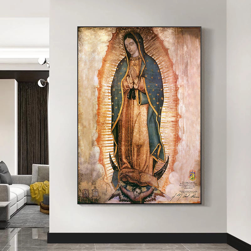 Lady Guadalupe Pintura al óleo lienzo mural póster mural arte dormitorio sala de estar decoración moderna