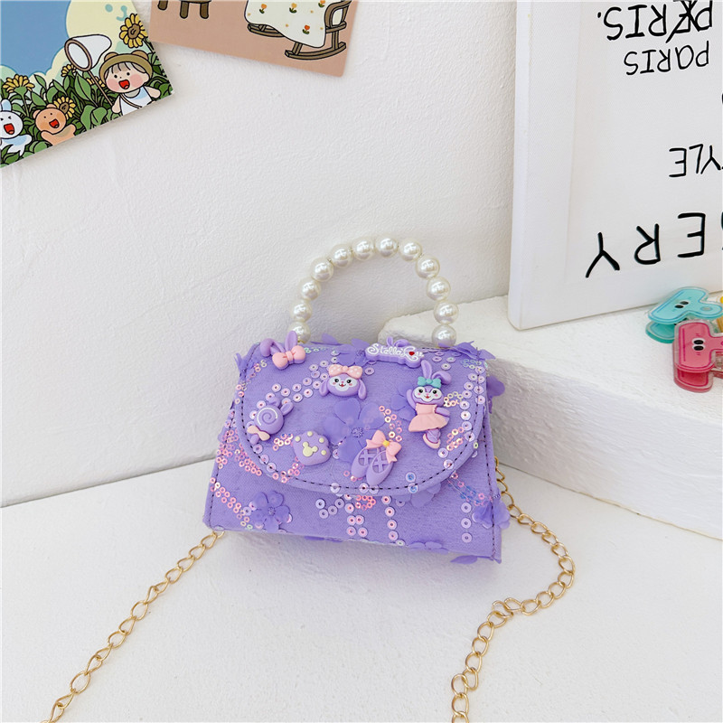 Bolsos infantiles, bolsos de moda princesa de perlas, bolsos de cambio de chicas lindas, bolsos de hombro de chicas