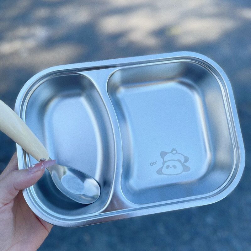 316ステンレスの子供の食事の皿の幼稚園の家庭用の赤ちゃんのステンレスの食事の皿は転びを防ぎます。|undefined