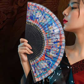 精美竹扇日式和风广告纸扇批发中国风汉服便携折扇女舞蹈小扇子