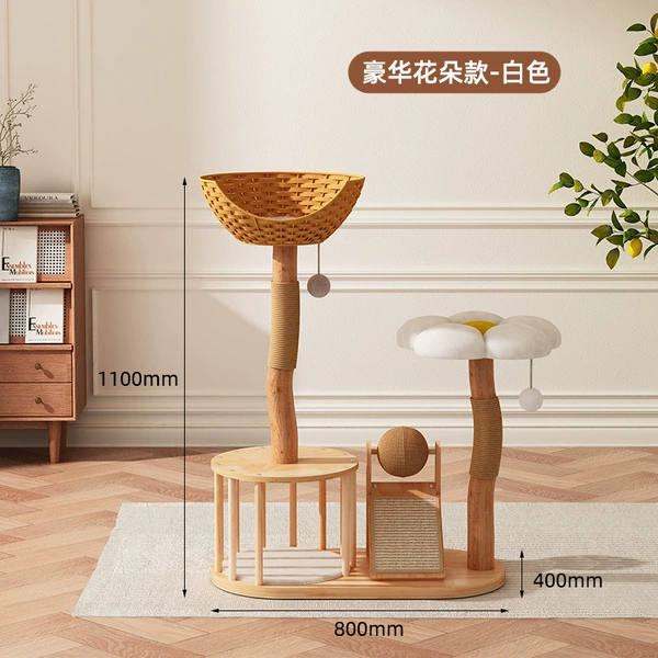 Rattan fruit wood-luxury flower style [white]