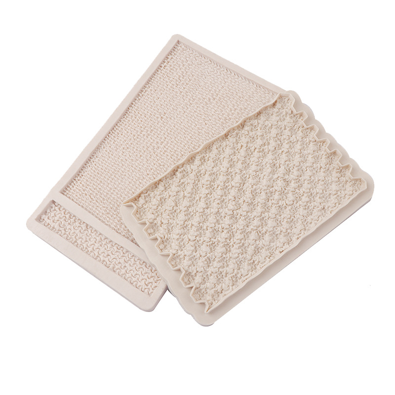 Molde de silicona fondant suéter de punto textura pastel molde cake edge decoración fondant molde herramienta para hornear