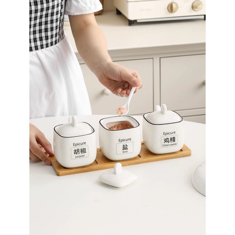 Nordic Simple Ceramics Household Seasoning Box Seasoning Bar Salt Period seasoner