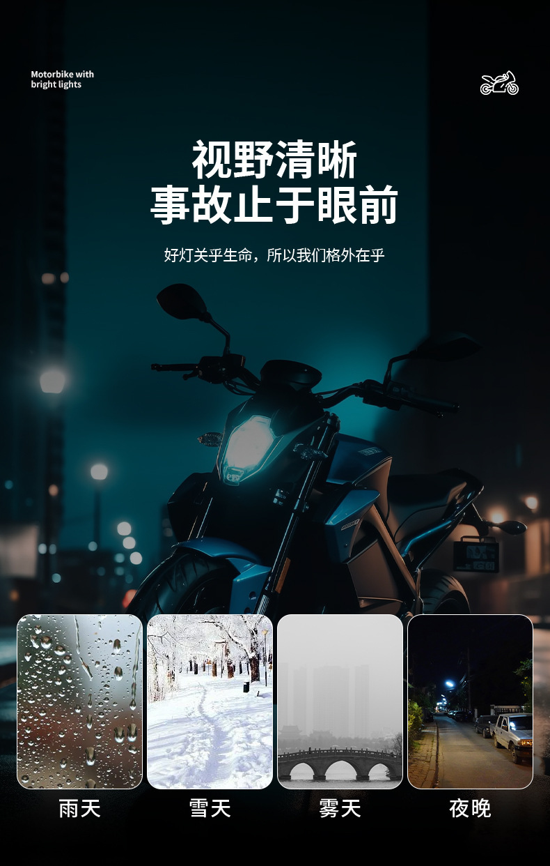 Tianyancat LED Spotlight Universal External Dual-Lens High-Low Beam Modified Headlight for Electric Vehicles and Motorcycles