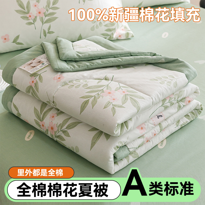 Edredón de aire acondicionado lavable de algodón de clase A, núcleo de edredón de algodón de Xinjiang, edredón de algodón impreso de verano, edredón de regalo doble