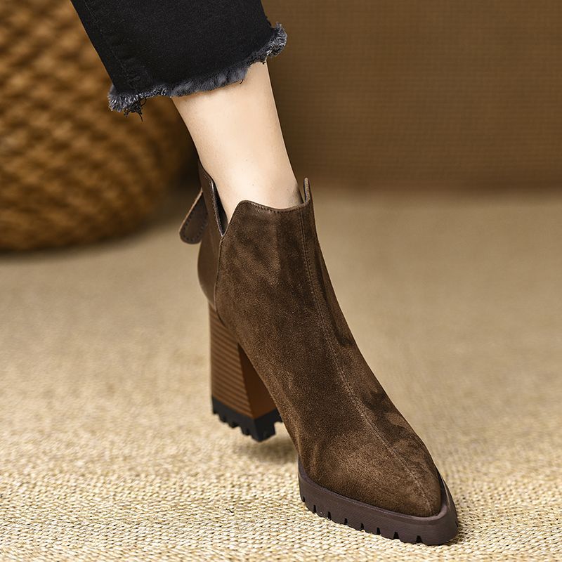 Vintage Style Leather Over The Knee Boots Platform Chunky Sole_voghion.com
