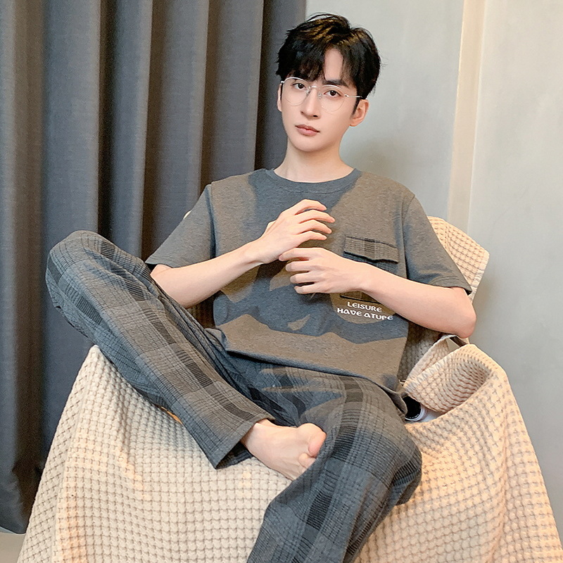 Verano de los nuevos hombres de manga corta pantalones de traje de estilo coreano estudiante simple casual suelta más tamaño desgaste del hogar Delgado